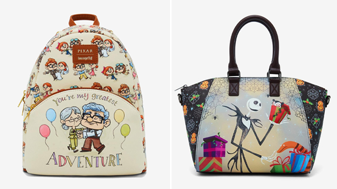 Loungefly Disney Pixar Up Greatest Adventure Mini Backpack and Loungefly The Nightmare Before Christmas Jack Presents Satchel Bag