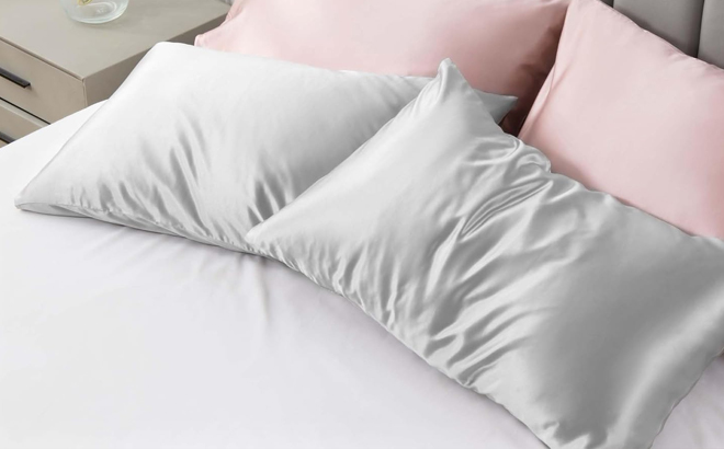 Loves Cabin Silk Satin Pillowcases in Gray