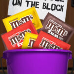 MMs Fun Size Bags in a Halloween Bucket