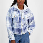 Madden Girl Juniors Plaid Sherpa Hoodie Jacket