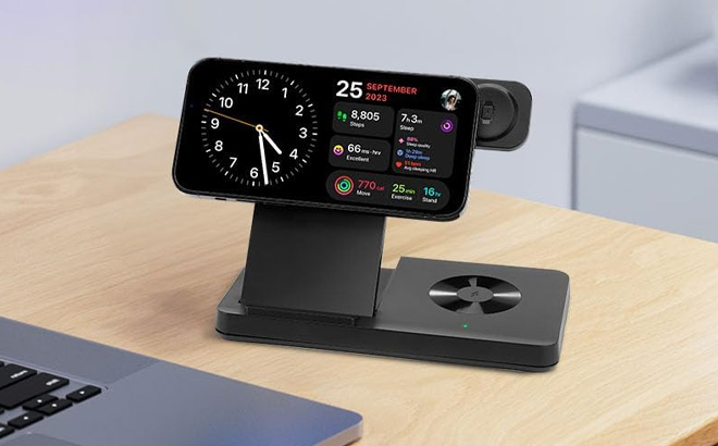 Magnetic 3 in 1 Charging Station on the Table