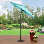 Mainstays 7 5ft Aqua Round Outdoor Tilting Market Patio Umbrella with Push up Function