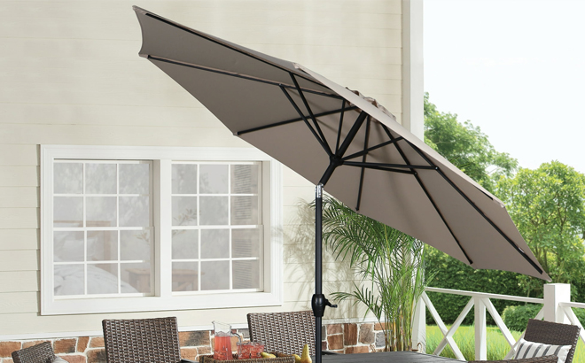 Mainstays 9 Foot Round Patio Umbrella in Tan Color