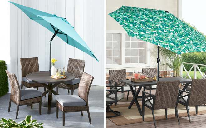 Mainstays 9ft Palm Round Outdoor Tilting Market Patio Umbrella with Crank