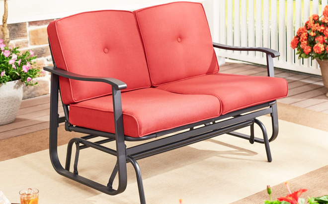 Mainstays Belden Park Cushion Steel Outdoor Glider Bench