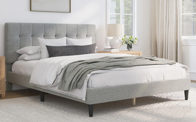 Mainstays Hillside Square Tufted Upholstered Queen Bed