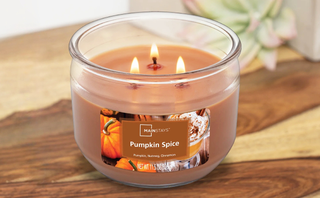 Mainstays Pumpkin Spice Scented 3 Wick Candle