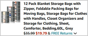 MapleGrace Blanket Storage Bags 12 Pack Screenshot