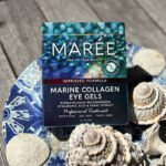 Maree Marine Collagen Eye Gels 6 Pack on a Tray with Seashells