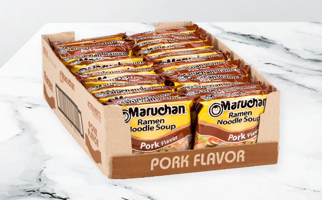 Maruchan Ramen Pork Instant Noodles on the Table