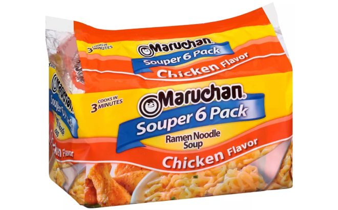 Maruchan Souper Chicken Ramen Noodle Soup 6 Pack