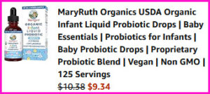 Mary Ruth Infant Drops Checkout Screen