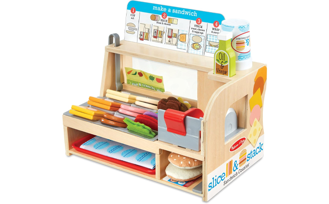 Melissa Doug Wooden Slice Stack Sandwich Counter