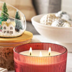 Members Mark Red 3 Wick Snow Globe Candle