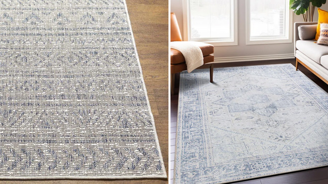 Mendota Scout Moroccan Blue Area Rug and Somona Machine Washable Oriental Area Rug