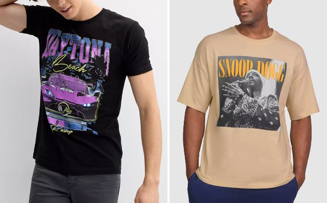 Mens Daytona Beach Racing and Snoop Dogg Graphic Tees