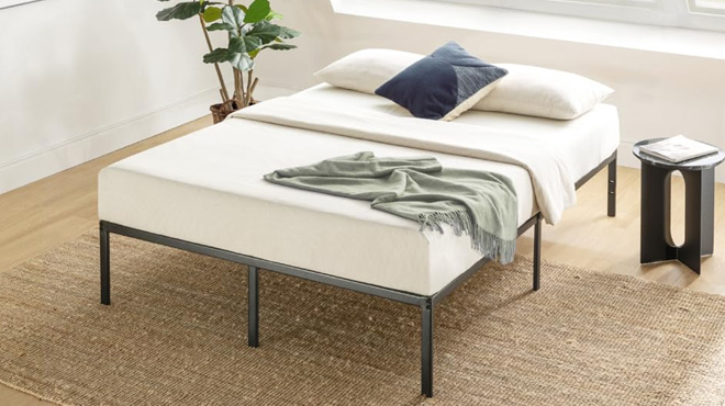 Metal Platform Bed Frame with a Mattress