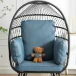 Moonmiss Rattan Egg Basket Chair in blue color