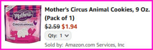 Mothers Circus Animal Cookies Checkout Screen