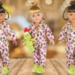 My Life As Poseable Grinch Sleepover 18 Inch Dolls on the Table