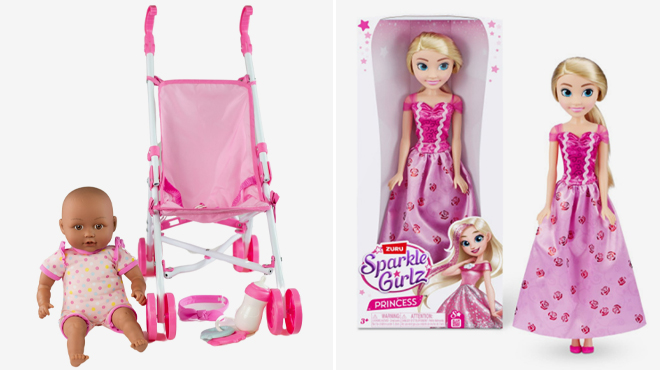 My Sweet Love Baby on the Go Doll and Stroller Set with Accessories and Sparkle Girlz 18 Inch Princess Doll