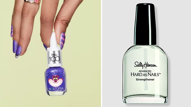 Nailtopia Disney Mini Collection Nail Polish and Sally Hansen Advanced Hard As Nails Strengthening Top Coat