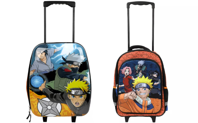 Naruto ABS Shell Collapsible Boys Luggage and Anime Characters Rolling Backpack