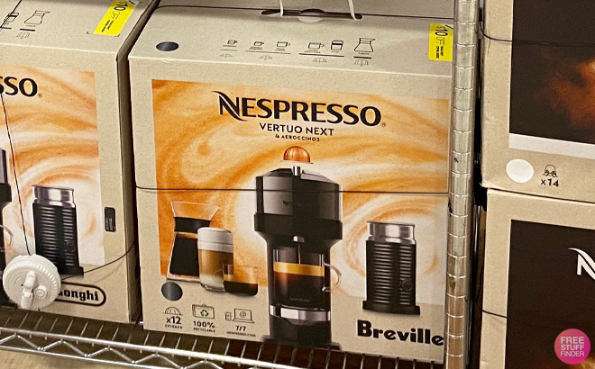 Nespresso Vertuo Next Espresso Maker with Aeroccino Milk Frother and Capsule Starter Set