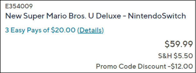 New Super Mario Bros U Deluxe Game Checkout