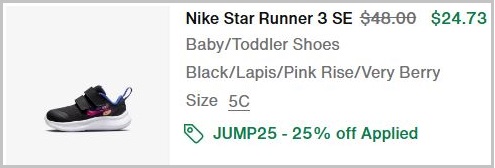 Nike Baby and Toddler Star Runner 3 SE Shoes Checkout Page