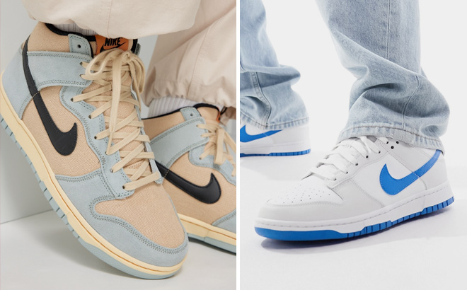 Nike Dunk Low Retro sneakers in off white and blue