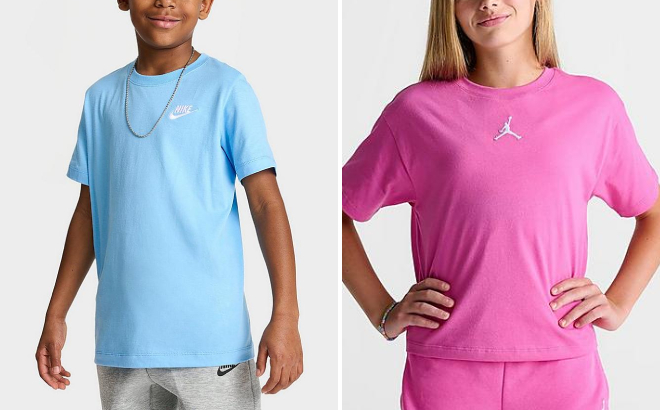 Nike Kids Sportswear Logo T Shirt and Jordan Essentials Girls Boxy T Shirt