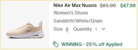 Nike Womens Air Max Nuaxis Shoes Checkout Page