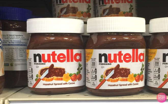 Nutella Hazelnut Spread with Cocoa Jars on a Shelf