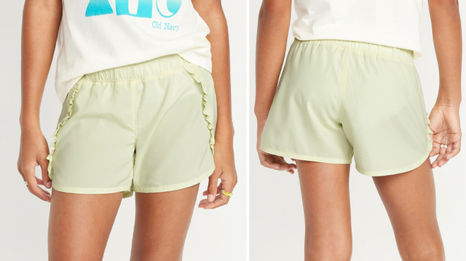 Old Navy Girls Dolphin Hem Ruffle Trim Run Shorts