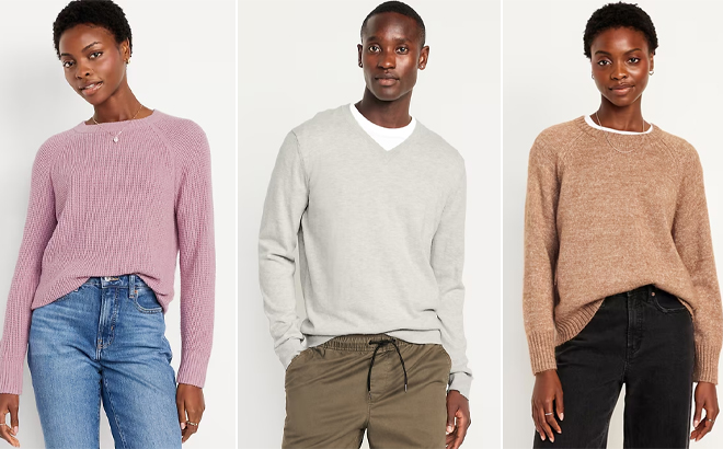 Old Navy Mens and Womens Sweaters in Three Colors