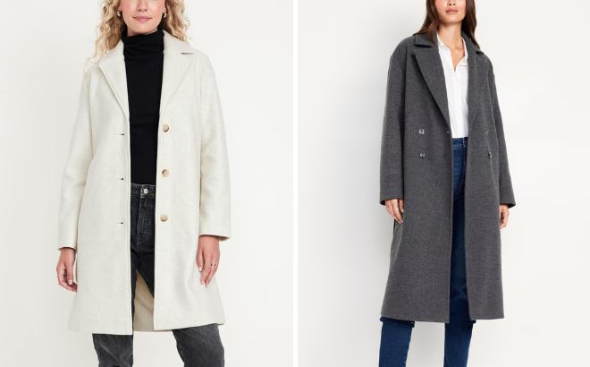 Old Navy Relaxed Car Coat and Oversized Belted Coat