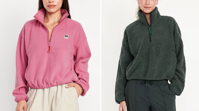 Old Navy Womens Fleece Half Zip and Womens Sherpa Quarter Zip