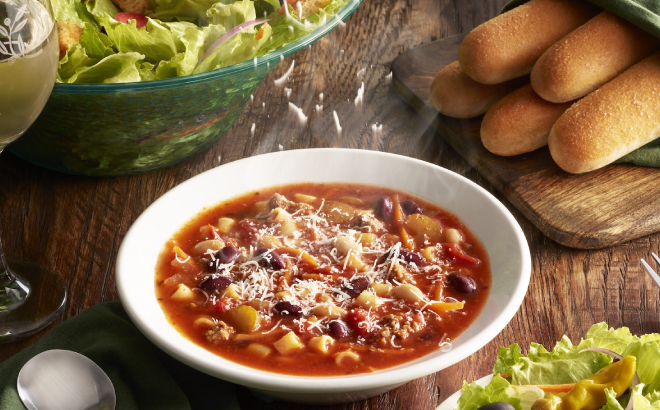 Olive Garden Soup Breadsticks and Salad