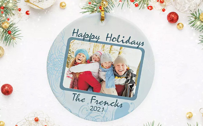 One Personalized Round Ceramic Ornament