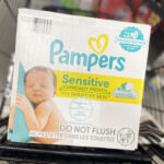 Pampers Sensitive Baby Wipes Carton in a Cart