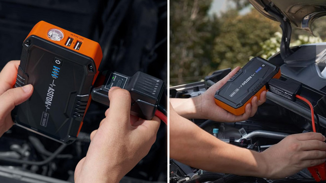 People Using Car Battery Jump Starter