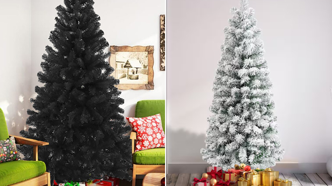 Perfect Holiday PVC Christmas Tree and Unlit Acacia Pencil Slim Christmas Tree 4 5ft