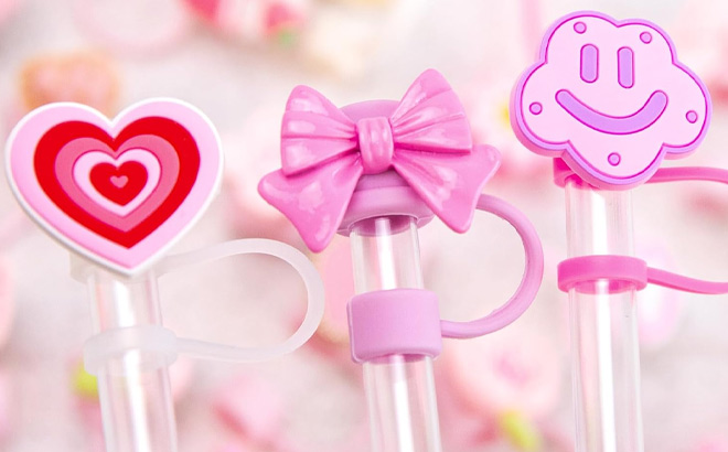 Pink Straw Toppers