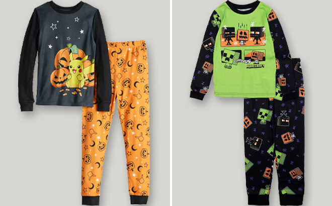 Pokemon Halloween and Minecraft 2 Piece Boys Pajama Set