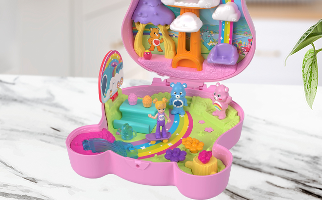 Polly Pocket x Care Bears Dolls Playset with Toy Car and Themed Accessories