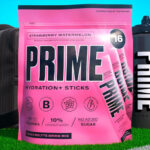 Prime Hydration 16 Count Sticks Bag on a Grass