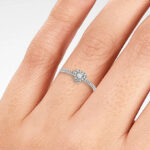 Primrose Sterling Silver Cubic Zirconia Heart Shaped Ring on the Finger