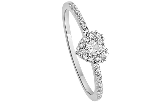 Primrose Sterling Silver Cubic Zirconia Heart Shaped Ring