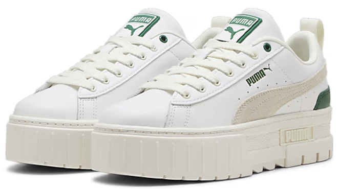 Puma Mayze Sneakers in White with Green Detail